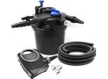 Set Completo Sunsun: Filtro A Pressione Per Laghetti CPF-5000 Fino A 9000 L Con Chiarificatore UV-C Da 11 Watt, Pompa Per Laghetti NEO8000 Supereco 8000L/H 70W, Tubo Flessibile Per Laghetti Da 10 M 38 Mm (1 1/2"), Fascette Stringitubo W1 44-47Mm"