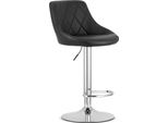 High Kast Sala Da Pranzo Cucina Bar Hocker - Ecopelle Nero / Base Cromata