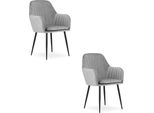 Valora Lugo Sedia In Velluto Grigio Argento Con Gambe Nere X2 | Coppia Di Sedie Moderne Grigio Argento Con Gambe Nere