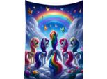 Coperta Calda In Micropush 150X200 Cm - Unicorni E Arcobaleno