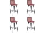 Pozza Sgabello Da Bar Hocker - Velluto Rosa Scuro / Gambe Nere 4 Pezzi