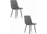 Valora Turin Sedia In Velluto Grigio Scuro X2 - Sedie In Velluto Grigio Scuro, Set Da 2