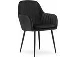 Sedia Valora Lugo In Velluto Nero Con Gambe Nere X1 | Elegante Sedia In Velluto Nero Con Gambe Robuste