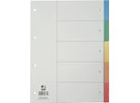 Q-Connect® KF01834 Register - Blanko, Pp, A4, 5 Blatt, Taben 5-Farbig