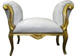 Casa Padrino Sgabello Barocco Sgabello Bianco / Oro - Panchina