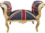 Casa Padrino Sgabello Barocco Sgabello Union Jack / Oro - Panchina