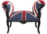 Casa Padrino Sgabello Barocco Sgabello Union Jack / Nero - Panchina