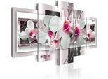 Quadri Su Tela 200X100 Cm B-A-0042-B-O Quadro Su Tela Non Tessuta 5 Pezzi Stampa D'arte Moderna Arte Murale Xxl Decorazione Murale Design Quadro Murale Fiori Orchidi