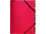 Cartella Organizer A4 12 Scomparti In Cartone Rosso Confezione Da 5