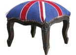 Casa Padrino Sgabello Barocco Union Jack / Nero - Sgabello Bandiera Inglese - Stile Antico Inghilterra