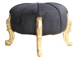 Sgabello Barocco Casa Padrino - Sgabello Rotondo - Nero / Oro - Mobili Barocchi