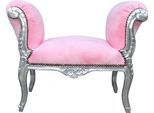 Casa Padrino Sgabello Barocco Sgabello Rosa / Argento - Panchina