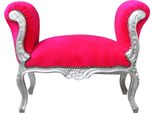 Casa Padrino Sgabello Barocco Sgabello Rosa / Argento - Panchina