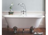 Casa Padrino Vasca Da Bagno Liberty In Pietra Naturale Freestanding 1700Mm Bblan White - Vasca Da Bagno Freestanding Retro Antico, Piedini Vasca: Luxury Claw Silver