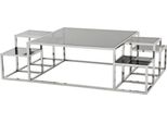 Casa Padrino Tavolino Di Design Art DéCo In Acciaio Inox Lucido E Vetro Fumé 150 X 90 Cm - Collezione Luxury