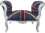 Casa Padrino Sgabello Barocco Sgabello Union Jack / Argento - Panchina