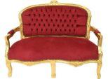 Casa Padrino Panca Per Bambini Barocca Rosso Bordeaux / Oro