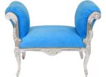 Casa Padrino Sgabello Barocco Sgabello Azzurro / Argento - Panchina