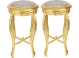Casa Padrino Tavolino Barocco Con Piano In Marmo Color Crema Rotondo Oro 50 X 35 Cm Stile Antico - Telefono Tavolino Da Fiori