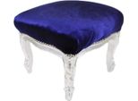 Casa Padrino Poggiapiedi Barocco Blu Reale / Argento - Mobili In Stile Antico - Sgabello
