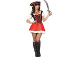 Pirata Avventura Costume Carnevale Accessori Cappello Tricorno Elegante Taglio Classico Design Autentico, Taglia: 42 - 44 (L) Colore: Rosso