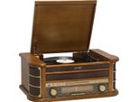Denver MCR-50MK2 Lettore Di Dischi In Legno Retrò Con Radio Cd Cassette Usb MP3 Soundbox