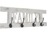 Appendiabiti A Parete HWC-C60 Family, Appendiabiti, Pannello Appendiabiti, Look Shabby Vintage 60X21Cm ~ Bianco, Shabby