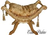 Casa Padrino Panca Barocca Moda1 Motivo Oro / Sgabello Croce Oro Sgabello