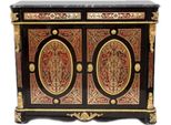Casa Padrino Cassettone Barocco Boulle Nero/Oro/Rosso Con Piano In Marmo 125 Cm - Mobile Credenza