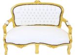 Casa Padrino Panca Per Bambini Barocca Pelle Bianca / Oro Stile Antico Divano Per Bambini