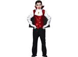 Vampiro Conte Costume Halloween Capo Camicia Pantaloni Rosso Nero Bianco Inquietante, Taglia: 98/104 Colore: Grigio