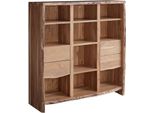 MASSIVMOEBEL24 | Scaffale In Legno Di Acacia 142X45X147 Acacia Naturale Laccato Pure Acacia #112