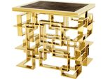 Casa Padrino Tavolino Di Design Art DéCo Oro Con Piano In Marmo Marrone - Luxury Collection