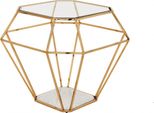Casa Padrino Tavolino Di Design Art DéCo Oro Con Piano In Marmo Bianco - Luxury Side Table Hotel Furniture