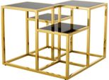 Casa Padrino Tavolino Di Design Art DéCo Oro Con Vetro Nero - Luxury Collection