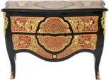 Casa Padrino Cassettone Barocco Boulle Nero/Oro/Rosso 130Cm - Mobile Credenza