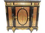 Casa Padrino Cassettone Barocco Boulle Nero/Oro/Rosso Con Piano In Marmo 130 Cm - Mobile Credenza
