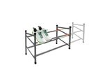 Scarpiera In Metallo Grigio Estensibile Con 2 Ripiani - 62-118 Cm - Scarpiera Con 2 Ripiani Per 12 Paia Di Scarpe - Scarpiera Telescopica Porta Scarpe O