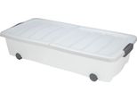 Cassettiera Sotto Il Letto Con Coperchio Incernierato Bianco - 40 Litri - Contenitore A Scomparsa Cassetta Sotto Il Letto Cassetta Per Giocattoli
