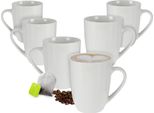 Tazza Da Caffè In Porcellana 350 Ml - Set Di 6 / Bianco - Tazza Da Caffè