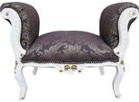 Casa Padrino Sgabello Barocco Sgabello Nero Fantasia / Bianco / Oro - Panca Mobili Panca