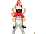 Fiaba Costume Da Lupo Carnevale Mondo Fantastico Stile Lupo Porcello Rosso Grigio Costume Carnevale Adulti Fantastico Motivo Avventura Divertimento Festa A Tema, Taglia: 52 - 54 (L) Colore: Rosso