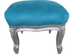 Casa Padrino Poggiapiedi Barocco Blu / Argento - Mobili In Stile Antico - Sgabello