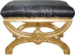 Casa Padrino Sgabello Barocco / Sgabello A Croce Motivo Nero / Oro