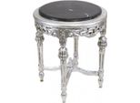 Casa Padrino Tavolino Barocco Con Piano In Marmo Nero Rotondo Argento 50 X 45 Cm Stile Antico - Telefono Tavolino Da Fiori