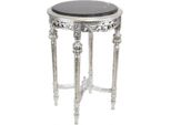 Casa Padrino Tavolino Barocco Con Piano In Marmo Nero Rotondo Argento 70 X 45 Cm Stile Antico - Telefono Tavolino Da Fiori
