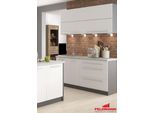 Mobile Cucina Kvantum Mobile Cucina 4 Pezzi 160Cm Fronte Lava Mdf Bianco Opaco Guida A Estrazione Totale Hettich