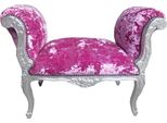 Casa Padrino Sgabello Barocco Sgabello Rosa Velour / Argento - Panca - Mobili In Stile Antico