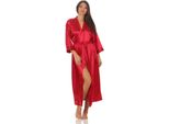 Camicia Da Notte Kimono Lunga Da Donna In Seta Vestaglia, Rosso Vino L