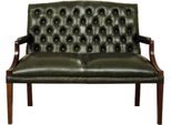 Casa Padrino Panca Chesterfield A 2 Posti Con Braccioli Verde Scuro / Marrone Scuro 120 X 60 X H. 100 Cm - Mobili In Vera Pelle